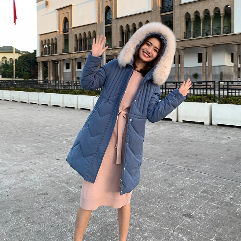 

Nice Down Overcoat Fashion Women Jacket Coat Fur Winter Long Parka Woman Quilted Coat Female Warm Outwear Jacket