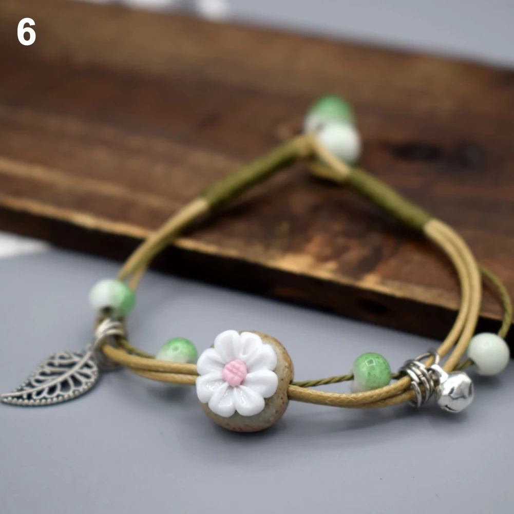 Женский винтажный парный керамический камень цветок браслет дружбы DIY ювелирные
