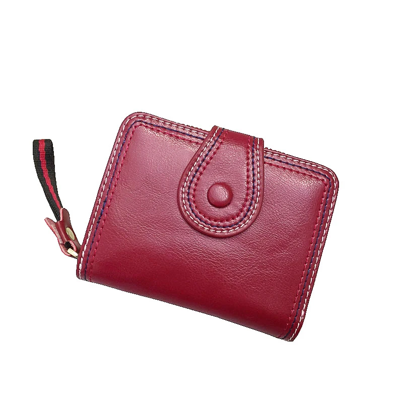 

Zipper Small Wallet Women Genuine Leather Photo Folding Coin Holder Wallet Women Snap Korean Portfel Damski Money Bag DE60NQB