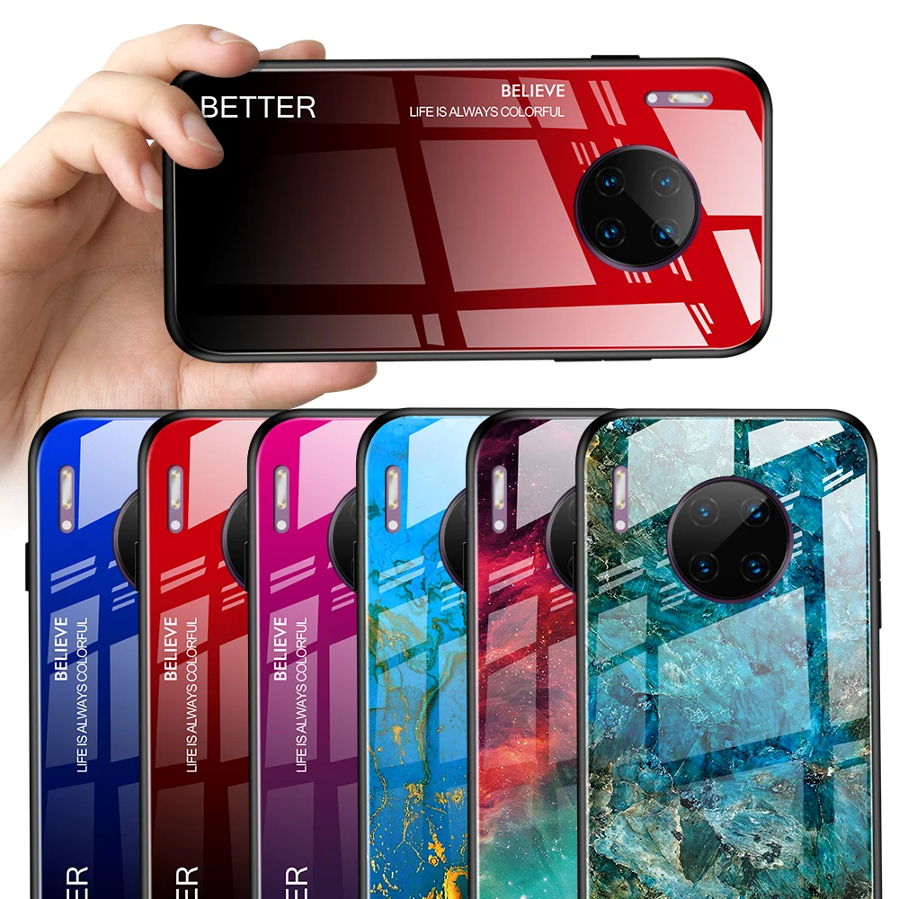 Чехол для Huawei Mate 30 Pro чехол с градиентом задняя крышка из закаленного стекла