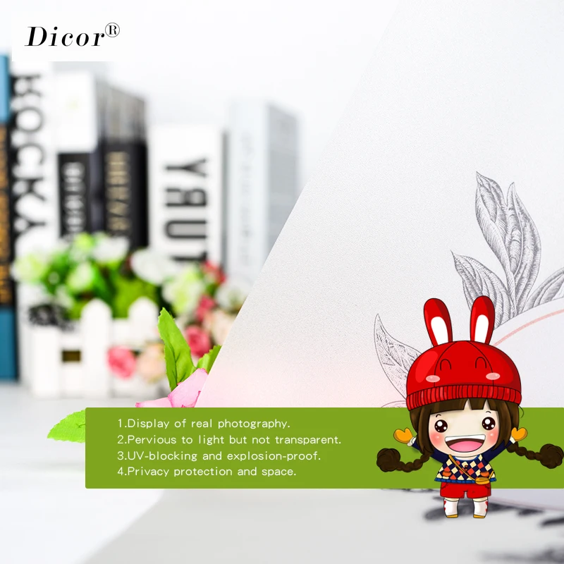 Антистатическая клейкая пленка для окон DICOR матовая непрозрачная тонированная