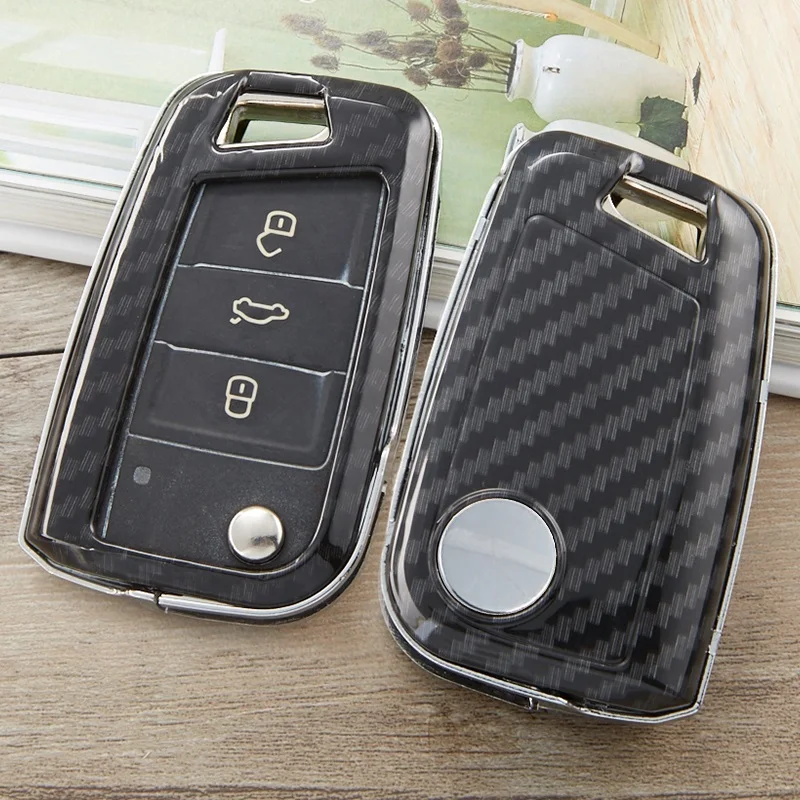 Чехол для ключей автомобиля из углеродного волокна чехол Volkswagen VW Golf 7 MK7 Tiguan Touran 2017