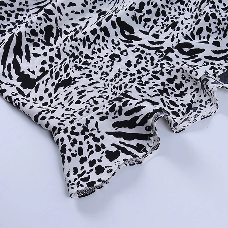 

Female High Waist Mini Skirt Bandage Ruched Streetwear Leopard Print Summer Casual Sexy Slim Bottom Printed Ruffle Short Skirt