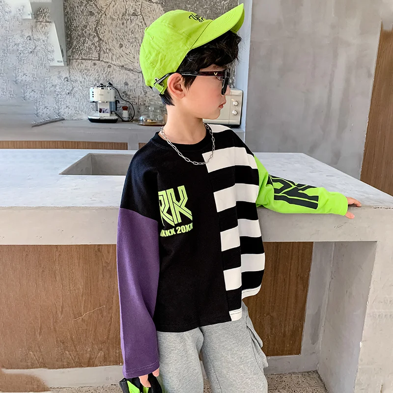 

Boys' popular logo sweaters spring and autumn style long sleeves pure cotton autumn 2021 new fried street boys