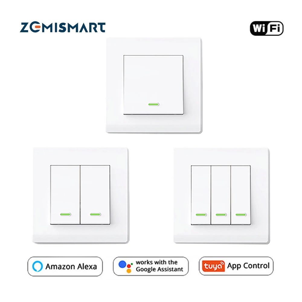 

Умный настенный выключатель света Zemismart с поддержкой Wi-Fi, Alexa, Google Home, 220 В