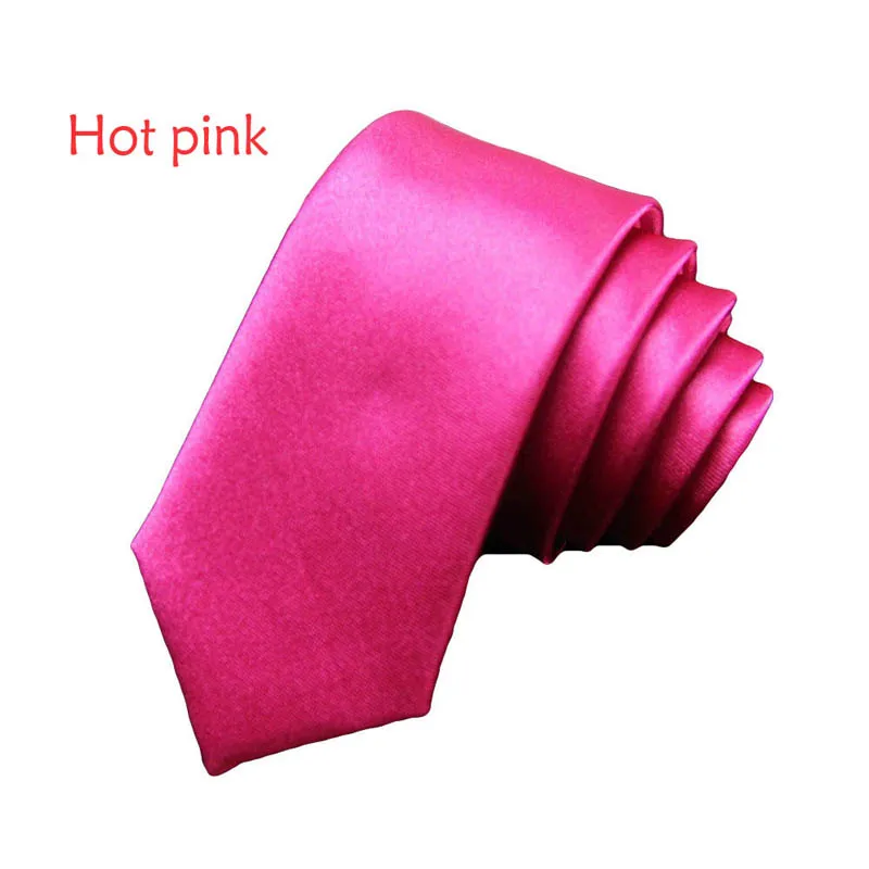 Hot pink Модные однотонные шейный галстук Для мужчин узкие галстуки классические нормальный 5 см Neckwqear черный, красный желтый Узкий Тонкий галстук-бабочка для Бизнес Вечерние - Цвет: Hot pink