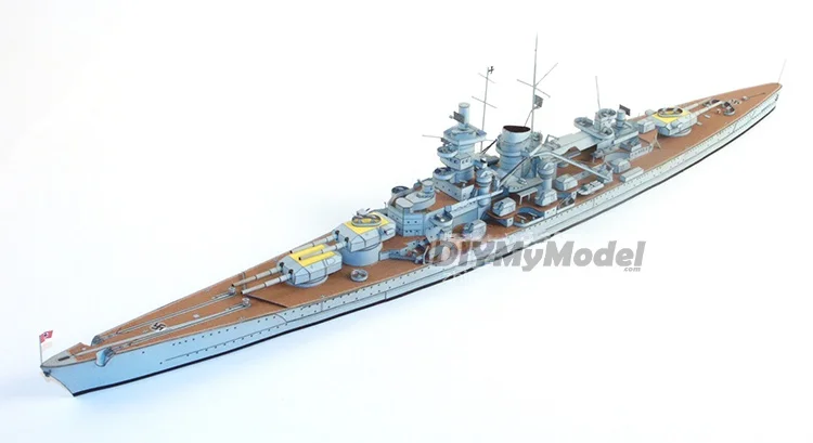 DIYMyModeI-Battlecruiser gnesennau 1:400, bricolaje, manual, modelo de papel, juguete hecho a mano, rompecabezas, regalo, utillaje de pel&iacute;cula-3
