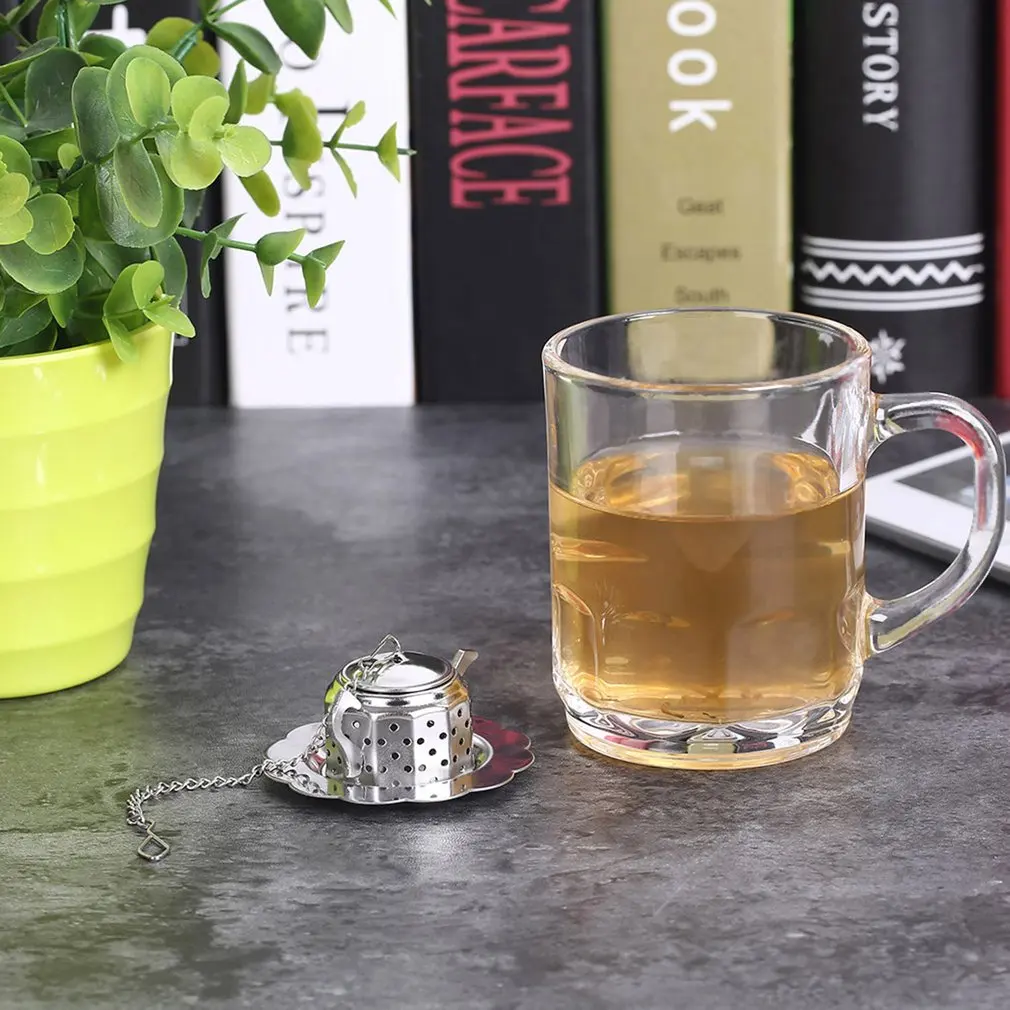 Practical Cute Durable 304 Stainless Steel Teapot Tea Infuser Spice Drink Strainer Herbal Filter+Tray | Дом и сад