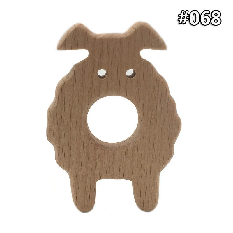 1Pcs Baby Wood Teether Food Grade Wooden Koala Penguin seahorse Whale Turtle Shape Safety Certification Newborn Wooden Teethings images - 6