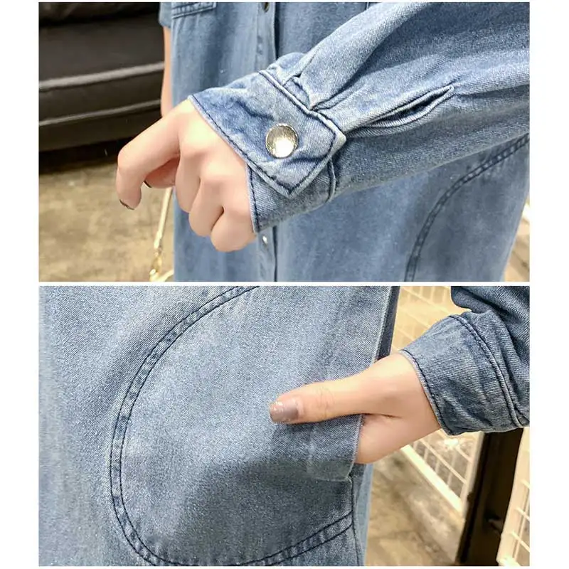 Синяя джинсовая куртка с капюшоном 2019 Весенняя Новая женская однотонная