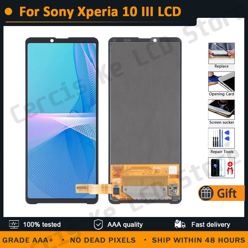 

Оригинальный дисплей 6,0 дюйма для Sony Xperia 10 III, ЖК-дисплей с сенсорным экраном и дигитайзером в сборе, запасной ЖК-дисплей для смартфонов, смар...
