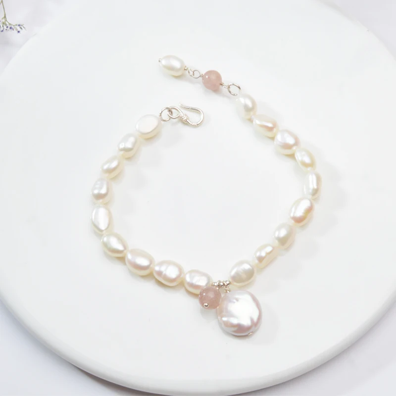 Женские браслеты с натуральным пресноводным жемчугом ASHIQI дружбы белым и черным