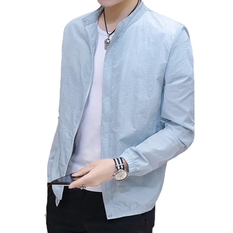 

2021Summer New Men's Sun Protection Clothing Thin Breathable Ice Silk Sun Fashion Men's Jacket Skin Windbreaker Casual Cardigan