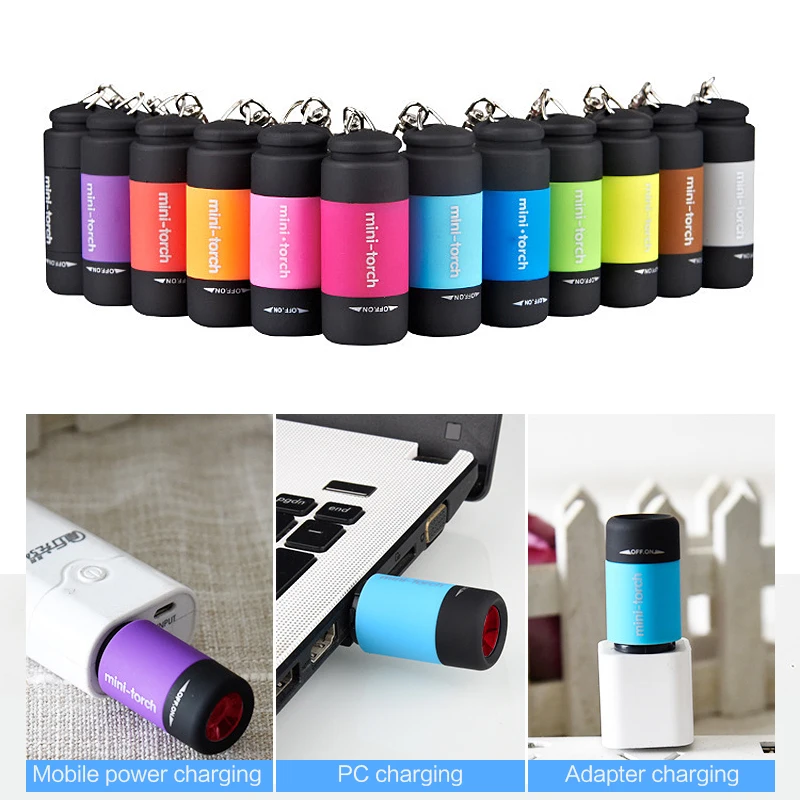 Мини-вспышка светильник карман брелок флеш светодиодный зарядка через USB бликов