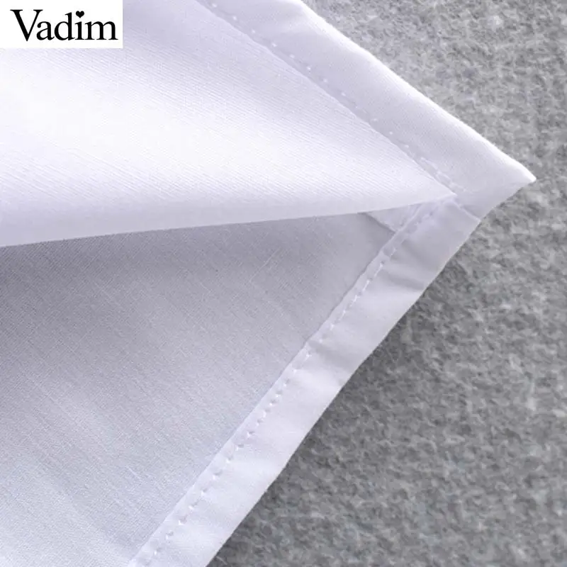 Vadim women sweet white bow tie blouses beading diamonds decorate short sleeve shirts female basic cute tops blusas DA655 | Женская