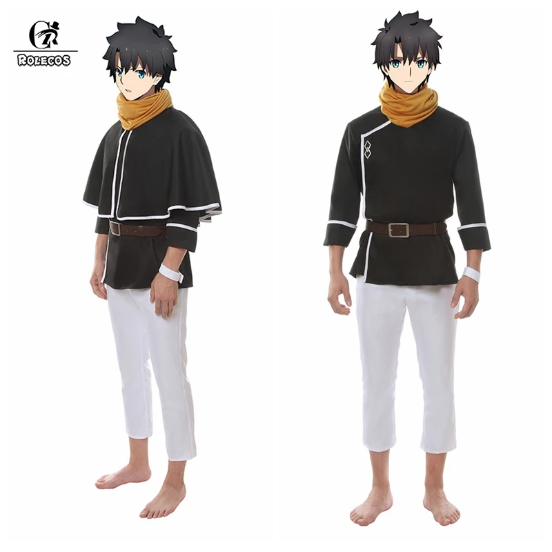 ROLECOS игра Fate Fujimaru Ritsuka Косплей Костюм FGO Grand Order мужской черный топ Плащ Желтый шарф