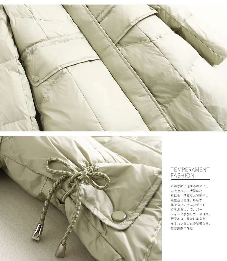 

Solid Abrigos Invierno 2021 Zipper Long Chaquetas Mujer Casual Winter New Women Jacket Coats Slim 90% White duck down