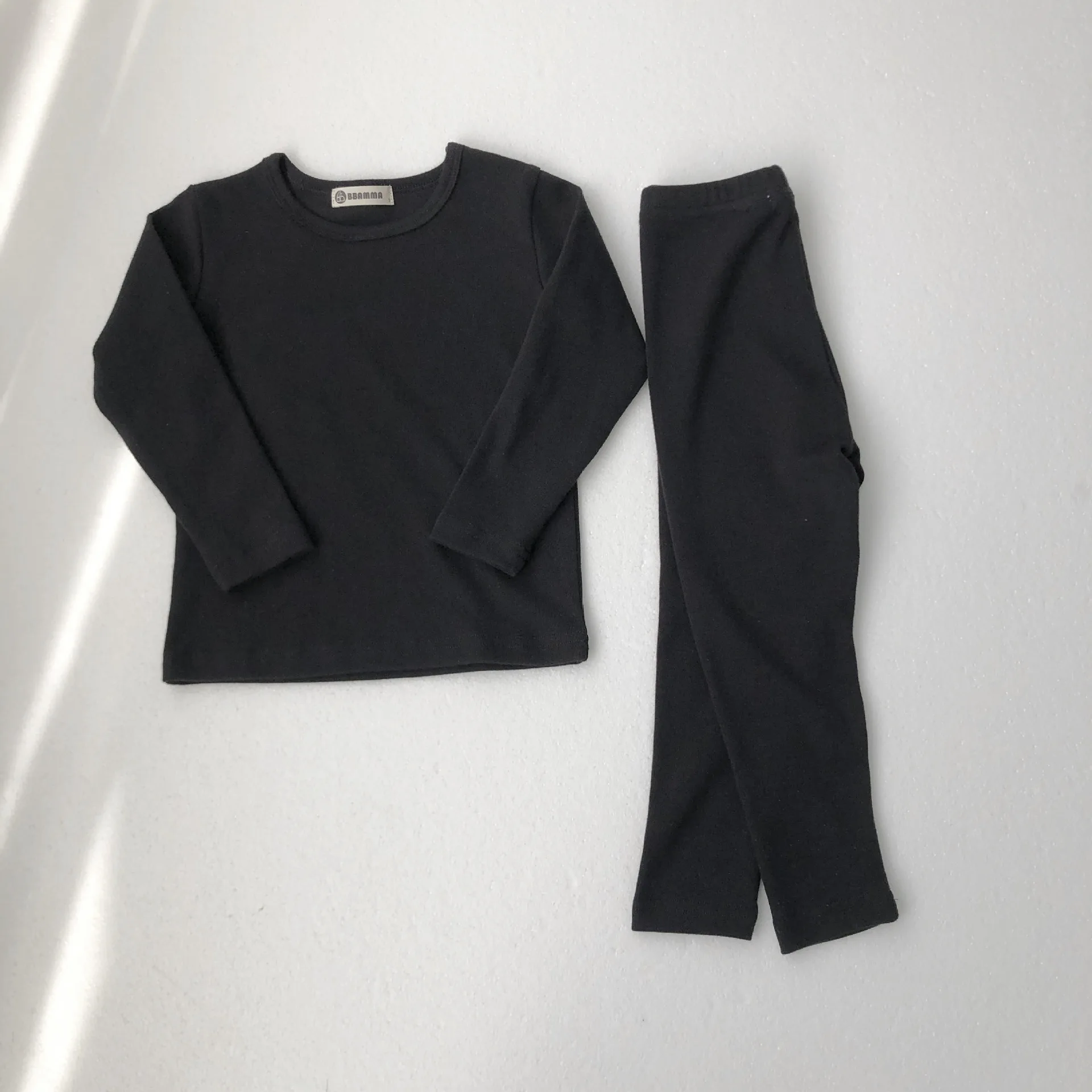 

2020 Autumn South Korea Childrenswear New Products Solid Color BOY'S Pure Cotton Base Set GIRL'S Suit Set Autumn Children Home S