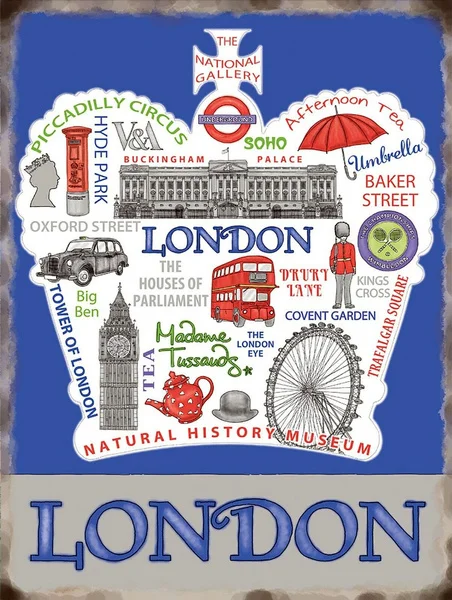 

London, Retro Metal Sign/plaque Wall Vintage / Gift