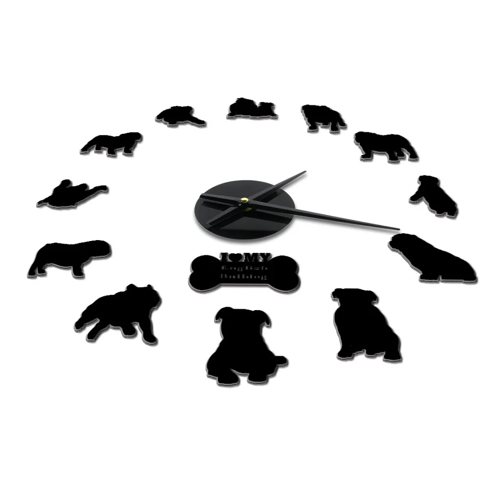 3d-часы с изображением английского бульдога современные настенные часы сделай