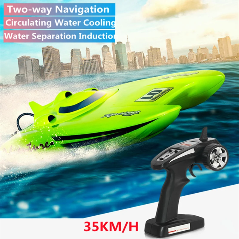 

Circulating Water Cooling 4CH High Speed RC Boat 35KM/H 2-Way Navigation Water Separation Induction Remote Control SpeedBoat Toy