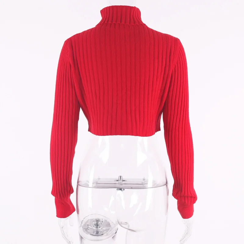 STAY TIDY сексуальный красный вязаный ребристый тонкий кроп Топы 2019 осень зима