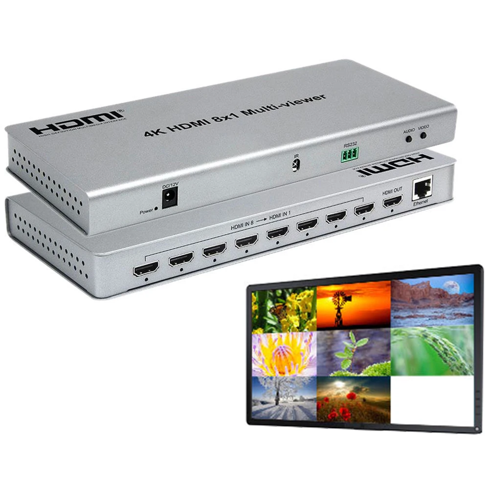 8X1 hdmi multiviewer 4k выход HDMI переключатель 8 входов бесшовный Multiviewer скалера ик