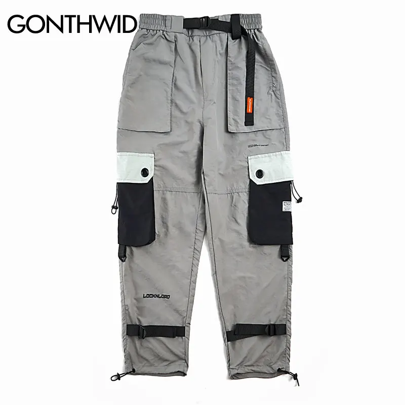 GONTHWID хип хоп мульти накладные карманы шаровары Беговые брюки для мужчин Harajuku