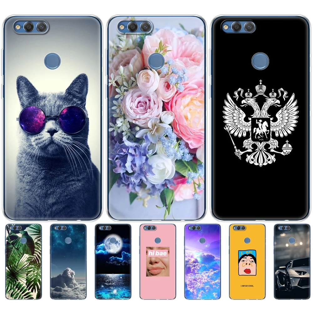 Силиконовый чехол для huawei honor 7X бампер мягкий из ТПУ задней панели телефона