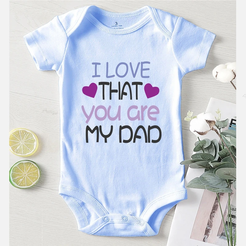 Боди для новорожденных девочек зимняя одежда детская с принтом Love You Dad хлопковая
