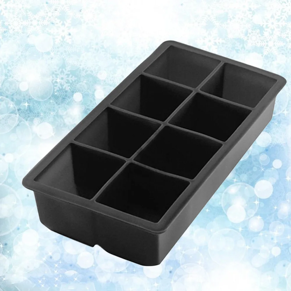 

2 Pcs 8-grids Silicone Ice Cube Tray Food-Grade Square Silicone Mold for Bars Kitchens Beverage Liquid (Black)