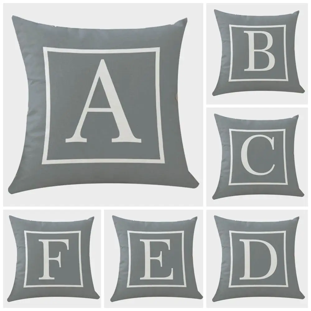 Meijuner наволочка серый 26 Английский алфавит Односторонняя с принтом для отеля кофе