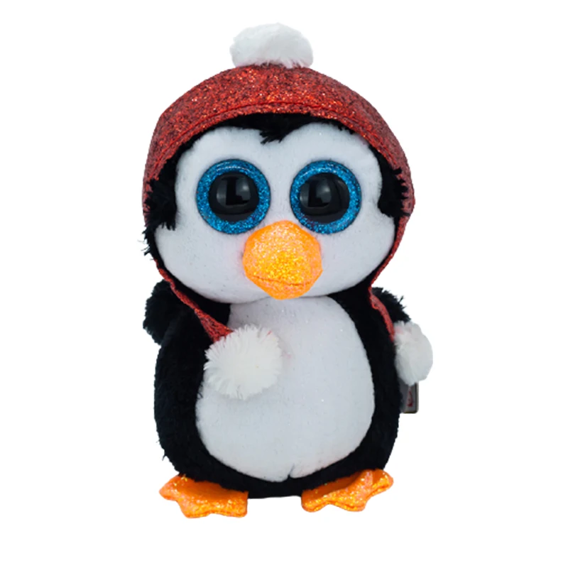 

New 15CM Ty Big Eye Beanie Plush Doll Stuffed Toys Red Hat Penguin Soft Cute Collectible Doll Toy Boy Girl Birthday Gift