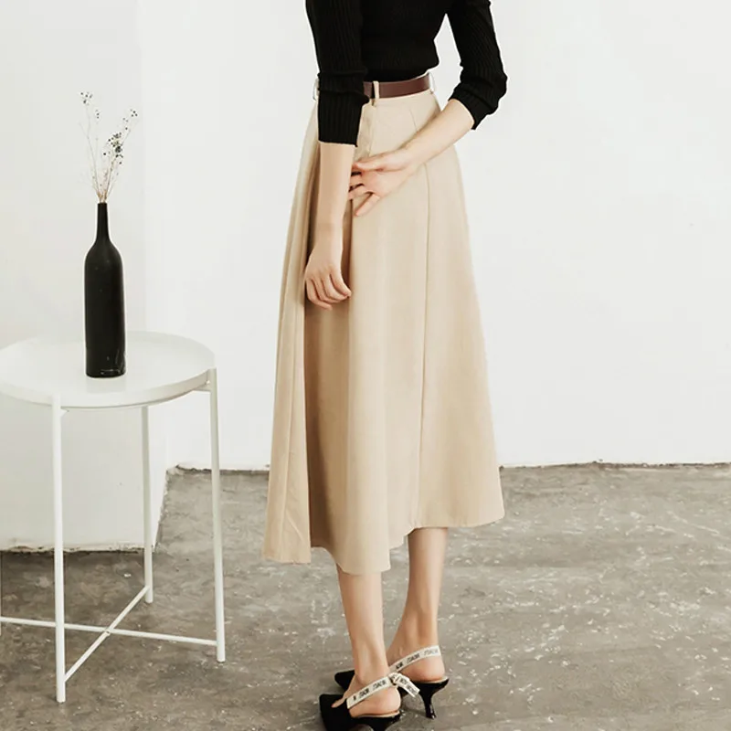 Женская замшевая юбка-трапеция Mozuleva офисная юбка средней длины с поясом высокой