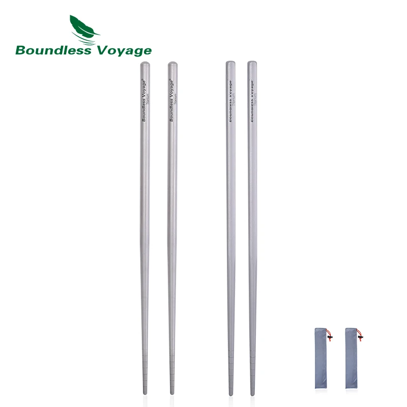 

Boundless Voyage Outdoor Titanium Square Round Chopsticks Ultralight Flatware Cutlery