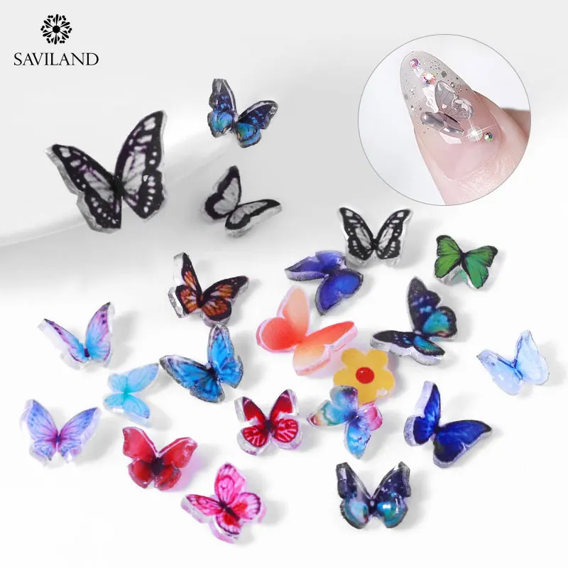 Saviland 3D Бабочка Форма звезда поддельные ногти Сделай Сам наклейки для ногтей