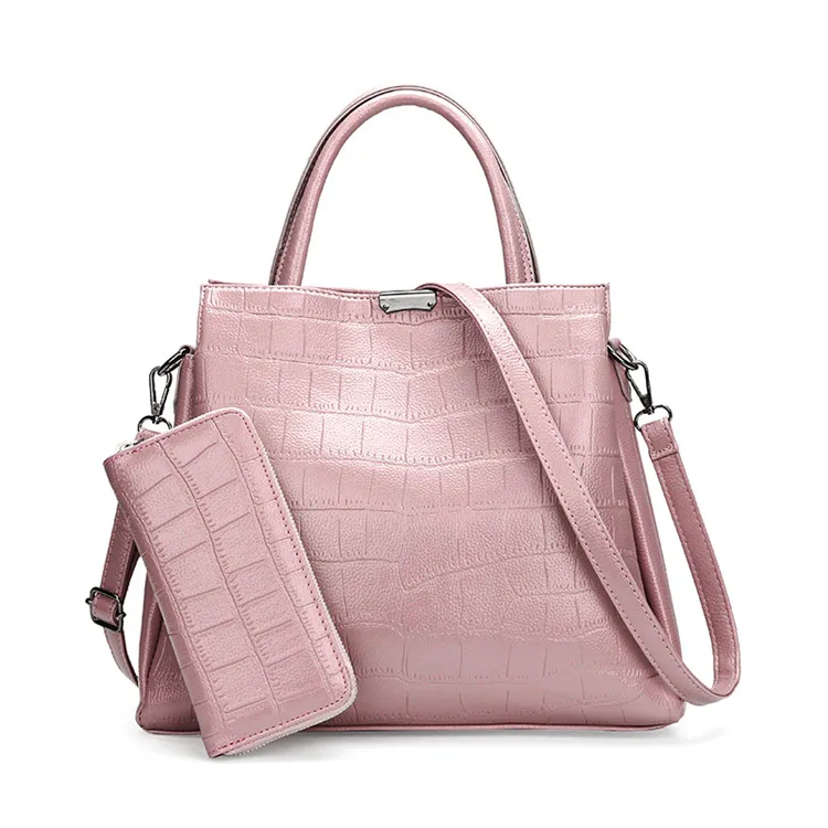 PINK 2 комплекта сумочки и Сумочки кожаные роскошные сумочки женские Сумки Дизайнерские Сумочки высокого качества большие сумки-шопперы для женщин Sac - Цвет: PINK