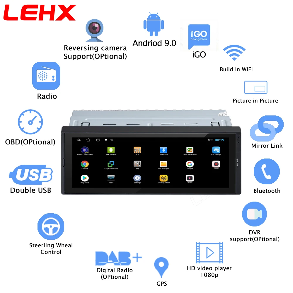 6.9 inch IPS Android 10 1 Din Car Multimedia Player Universal GPS Navigation DIN Headunit Auto Radio Audio Stereo DVD | Автомобили и
