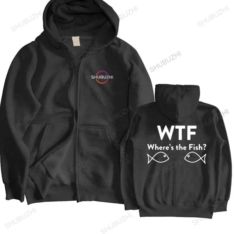 

Mens autumn winter cotton hoodie loose coat WTF Where's The Fish Funny hoodies Trip Unisex man shubuzhi sweatshirt hoody