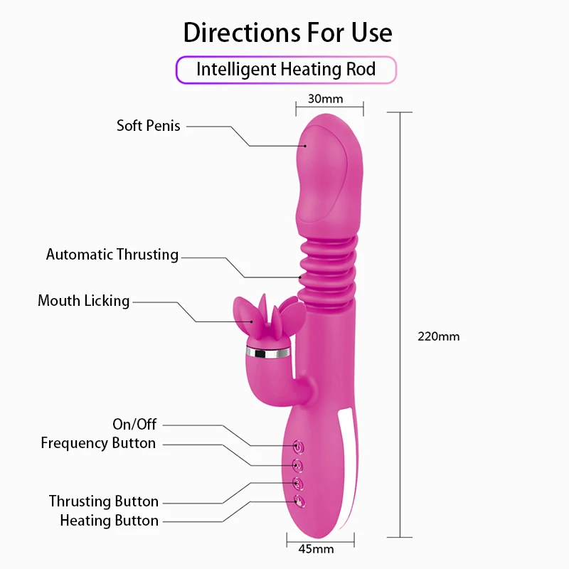 12 Скоростей фаллоимитатор с подогревом вибратор выдвижной G Spot Roating клитор