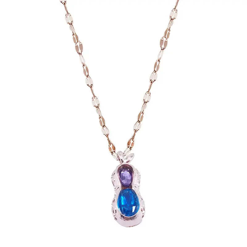 

Classic Gold Peanut Necklaces Crystal Pendants Water-wave Chain Necklace Fashion Jewelry for Women Gifts