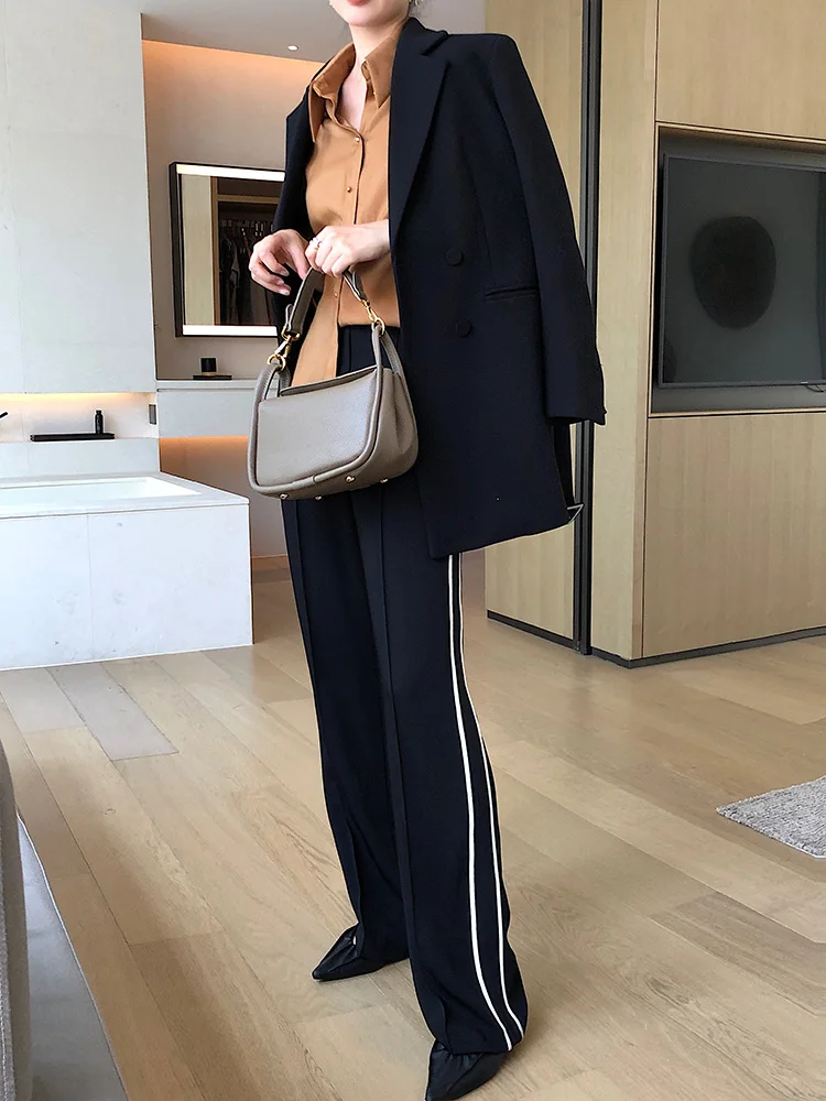 Женский костюм с лацканами весенний дизайнерский черный блейзер асимметричным