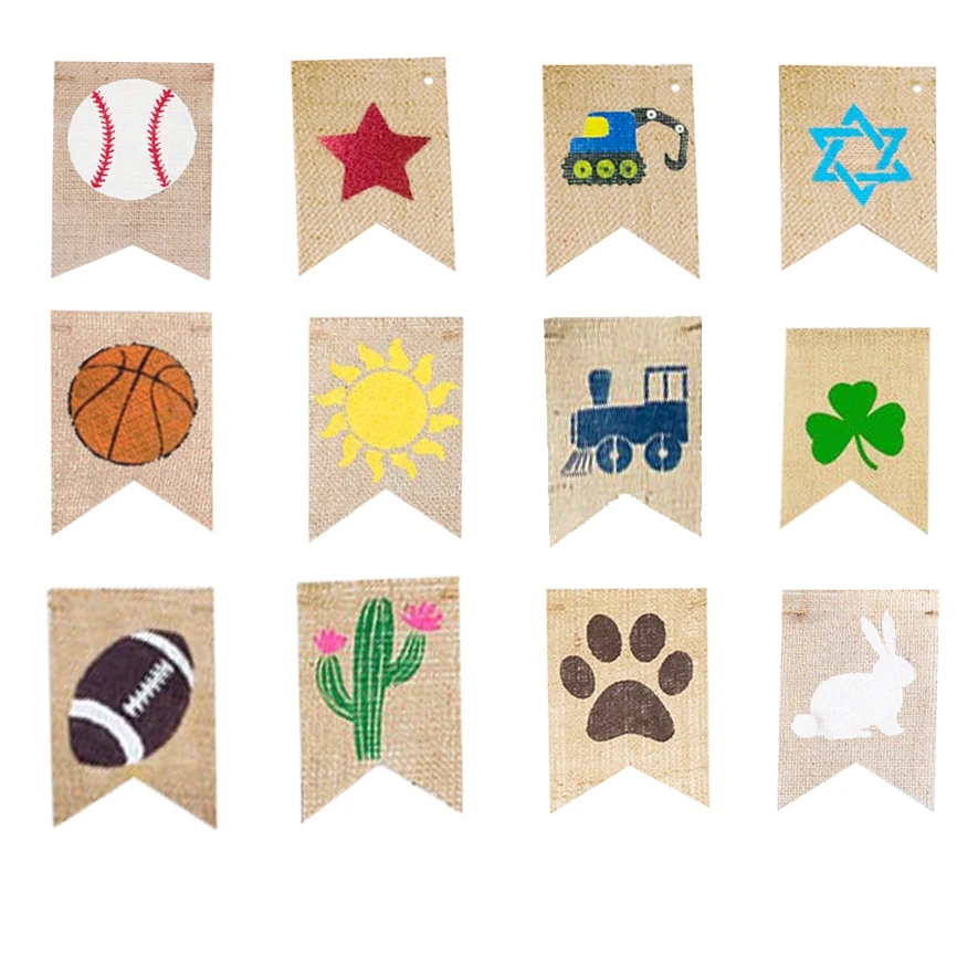 Заказной флаг DIY джутовая Мешковина баннеры День рождения Свадебные украшения