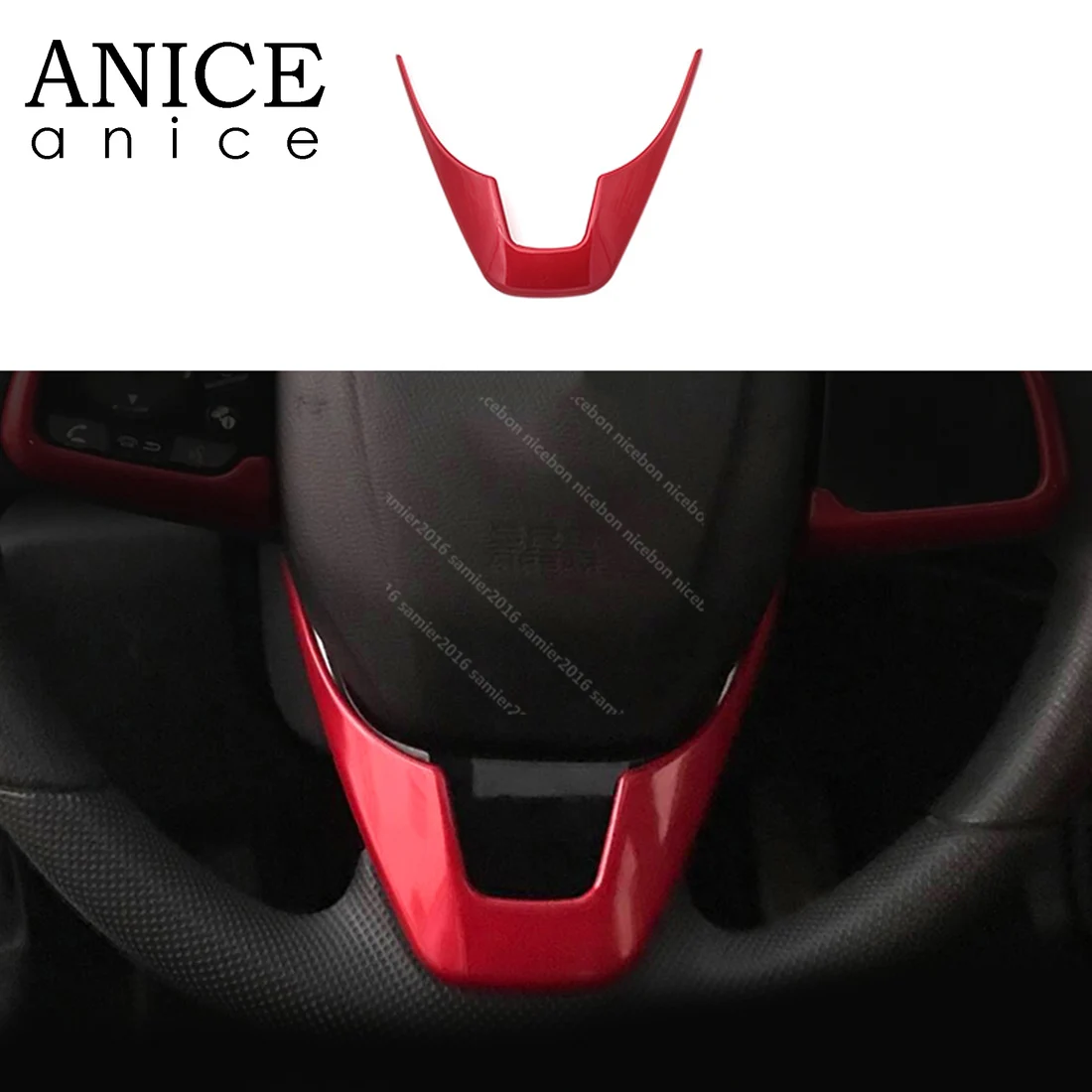 Красная внутренняя отделка Руля ниже крышки подходит для Honda Civic 2016 2019 ABS