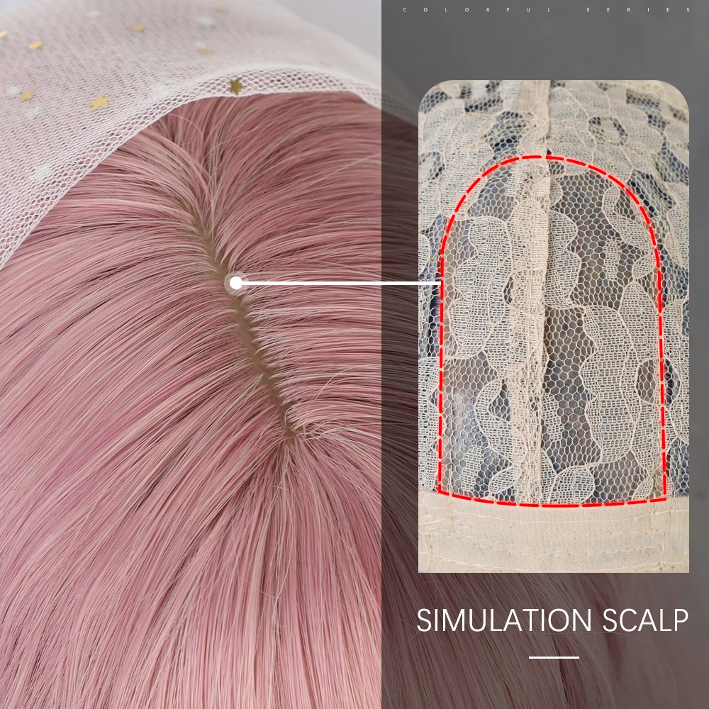 ESIN 22 &quotвьющиеся длинные розовые синтетические волосы женские парики с челкой