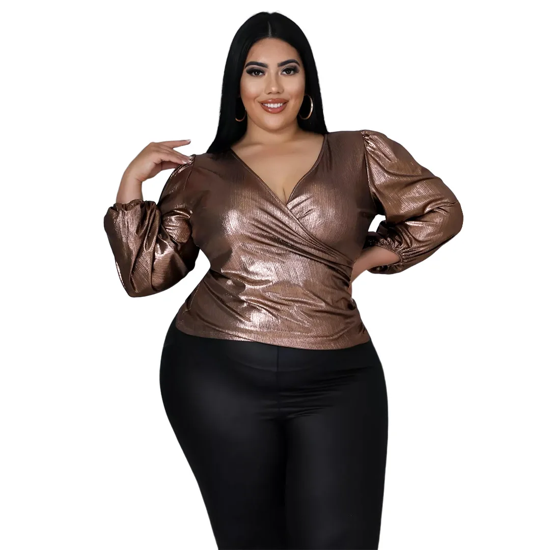 

Adogirl Plus Size 5XL Casual Top For Women V Neck Long Sleeve Top Fashion Matching Female Clothings Ourdoor Streetwear 2021