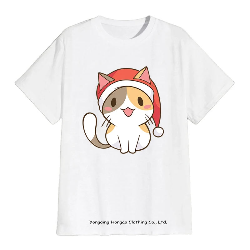 

Wholesale 100% Cotton Christmas Cat Women's T-Shirt Printed Oversized Crew Neck Plus Size Tie Dye Women Top and Ladies T-shirt