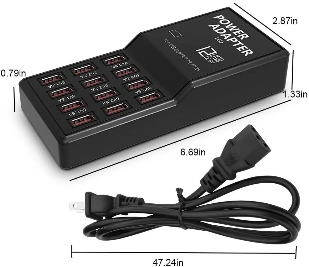 Зарядное устройство USB с несколькими портами и светодиодным зарядным
