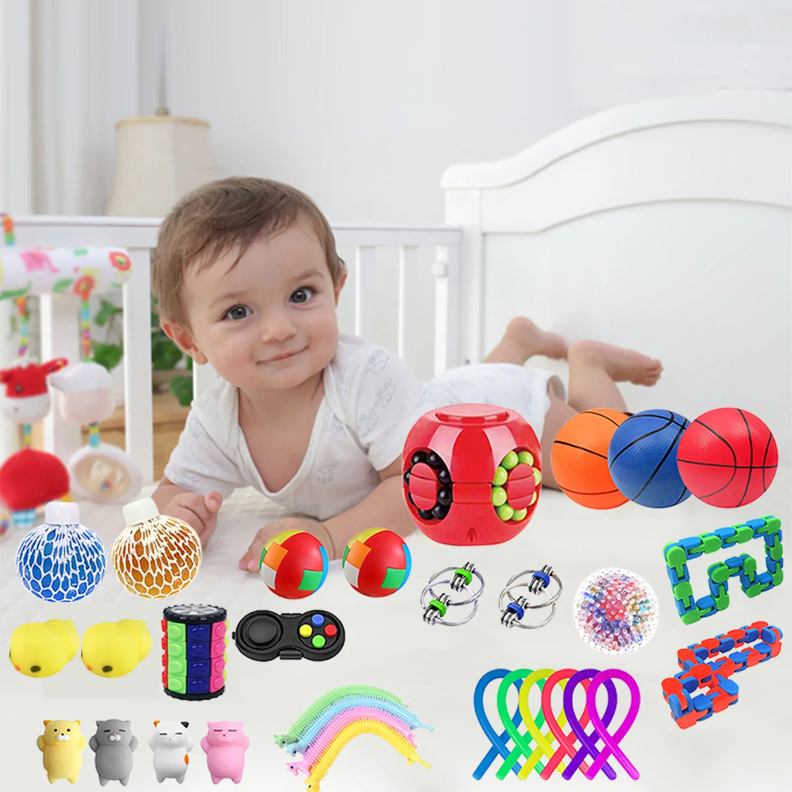 Непоседа куб игрушки по дешевым ценам сенсорные простой улыбающегося упаковка