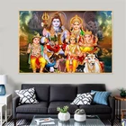 Семейная Картина на холсте с изображением индийского бога Shiv Parivar, настенные плакаты и принты, картина для гостиной, домашний декор
